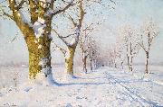Walter Moras A sunny winters day USA oil painting artist